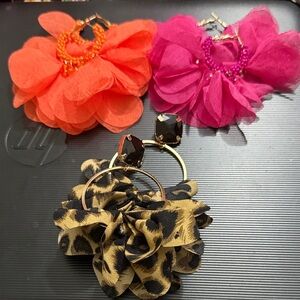 Floral and Leopard Print Earrings Set